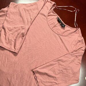 Womens Tahari Blush Pink Scoop Neck Short Sleeve Pima Cotton Stretch Tee(XLarge)
